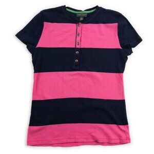 LRL LAUREN JEANS CO. Ralph Lauren pink navy henley tee size PM